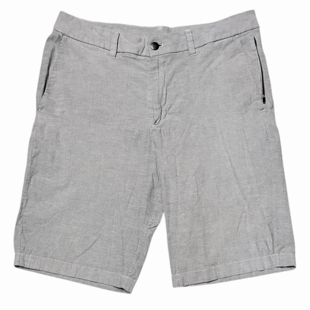 Lululemon Commission Shorts Men 33 Gray Woven 11" Qwick Oxford Chino Casual Golf